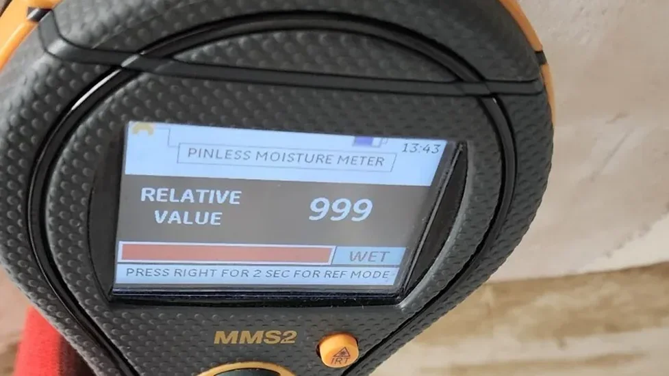 Moisture meter used during damp and water damage investigation