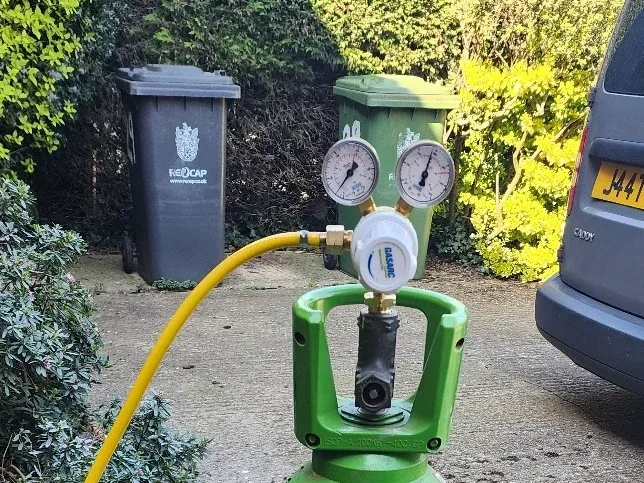 Leak detection equipment used during an under concrete floor leak investigation